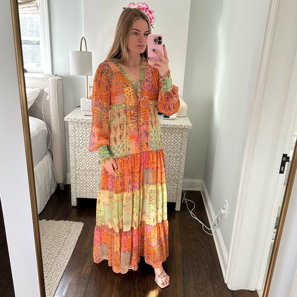 Alexis Multicolor Patchwork Long Sleeve Dress - image 7